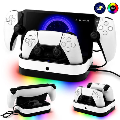 NEW For PS5 Controller Charger Stand LED Indicator & RGB Light Dual Charging Dock for PS5 Controller & PS Portal Games Accessori