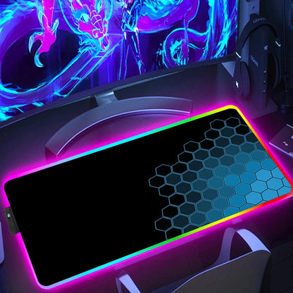 RGB Extended Hexagon Gaming Mouse Pad Rug Desk Mat Computer Accessories Anti-skid Offices Geometric Mousepad Luminous Game Mats