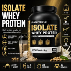 NurtureNova Isolate Whey Protein Powder 1kg, High Nutrition Fitness Drink Mix, 40 Servings, Workout & Daily Support Formula Deals 4 U   Deals 4 U