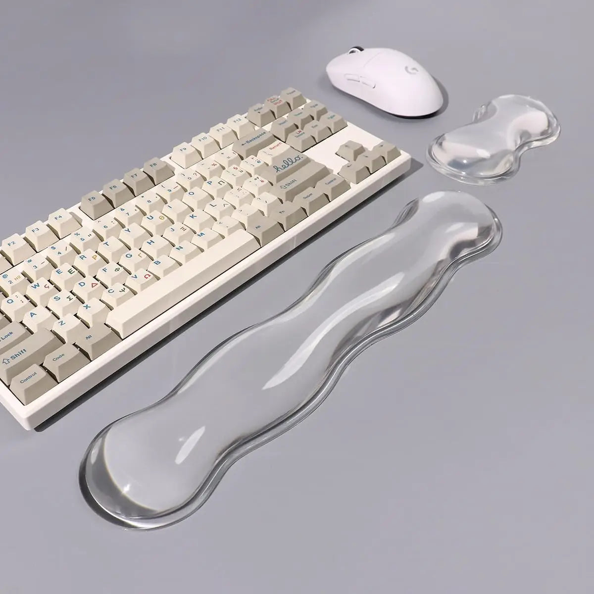 Ergonomic Silicone Gel Keyboard and Mouse Wrist Rest Set Clear Wrist Rest for Keyboard 60%/68%/75%