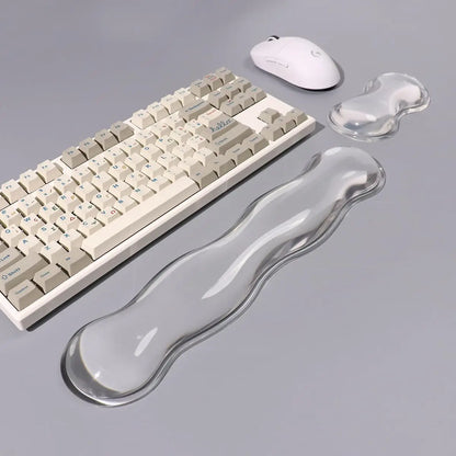 Ergonomic Silicone Gel Keyboard and Mouse Wrist Rest Set Clear Wrist Rest for Keyboard 60%/68%/75%