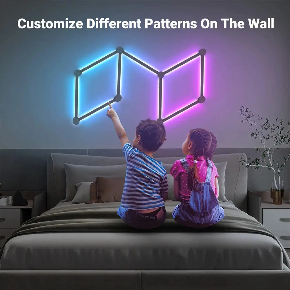 Splicing Light DIY Atmosphere Light RGB Smart Wall Light Voice Control Lamp for Esports Room Bedroom Bar Decoration Night Light Deals 4 U  RGB Hexagon Wall Lights Deals 4 U
