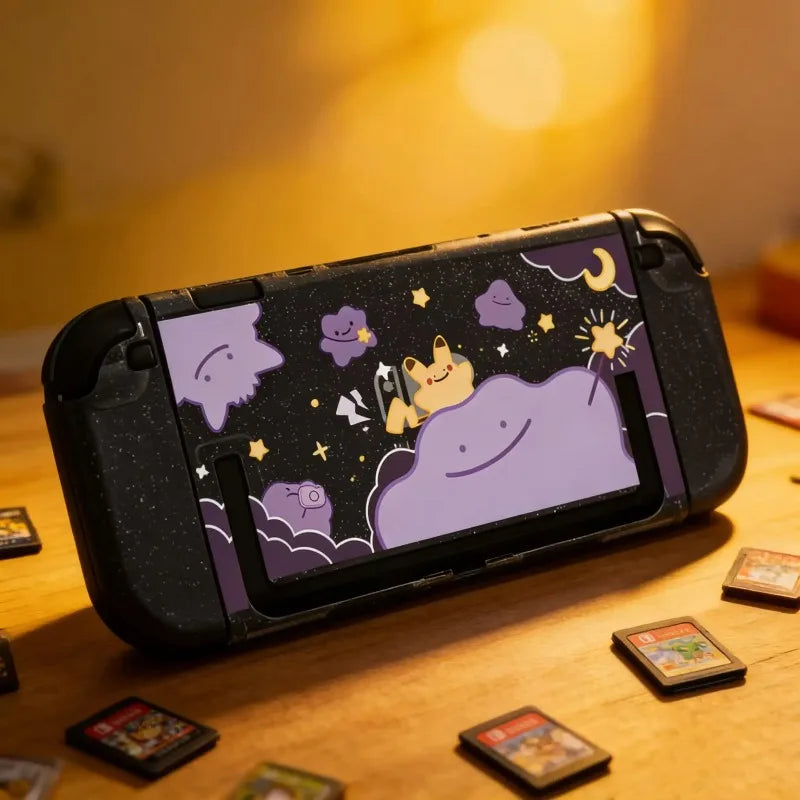 Cartoon Switch 2 Protective Case for Nintendo Switch 2 Glitter Purple Customize Joy-Con Console Case Can be inserted Dock Cover