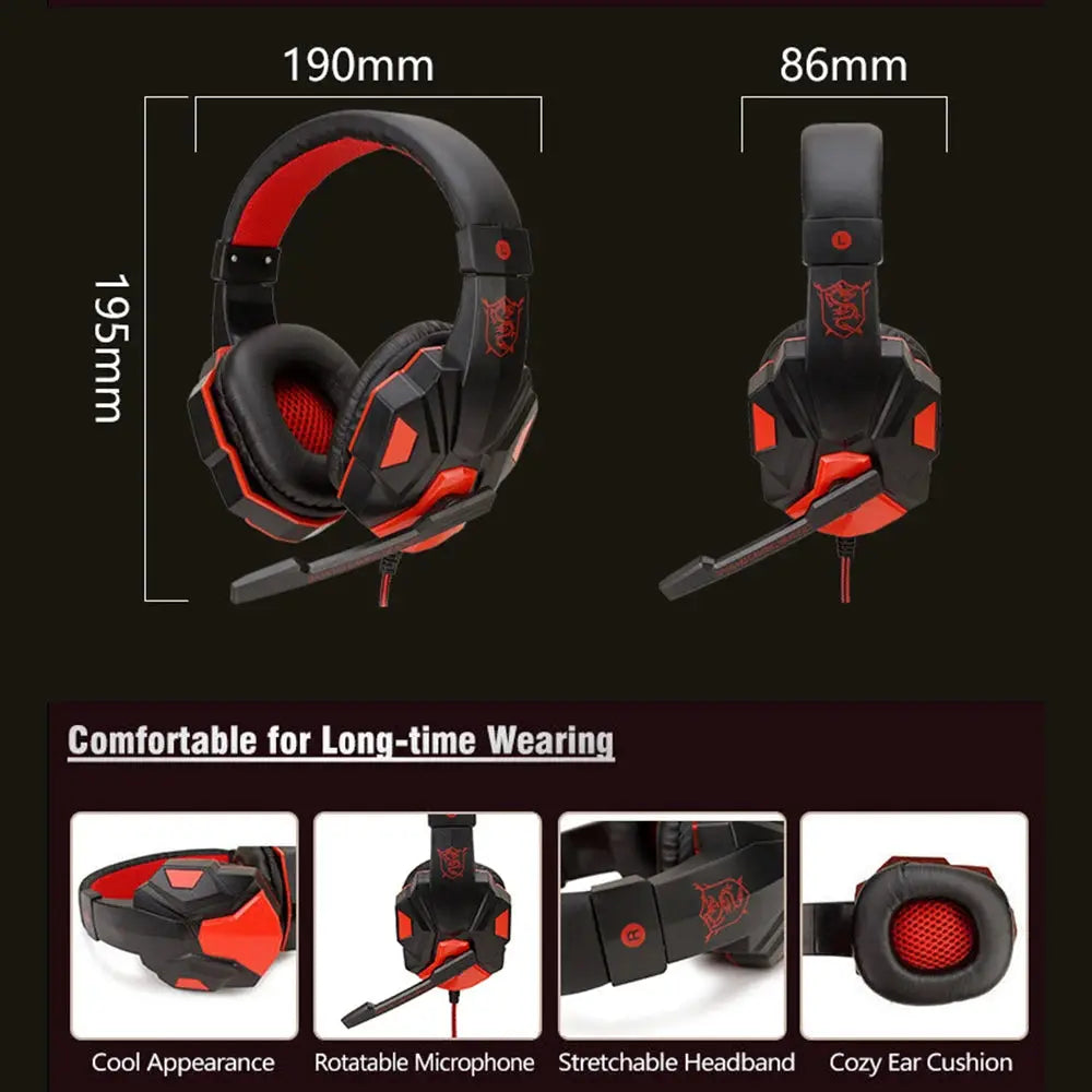 Gaming Wired Headphones 3.5mm Bass Stereo Gamer Music Headset With Microphone Earphone For PS4 Xbox One Switch Phone Laptops PC Deals 4 U  Gaming Accessories Deals 4 U