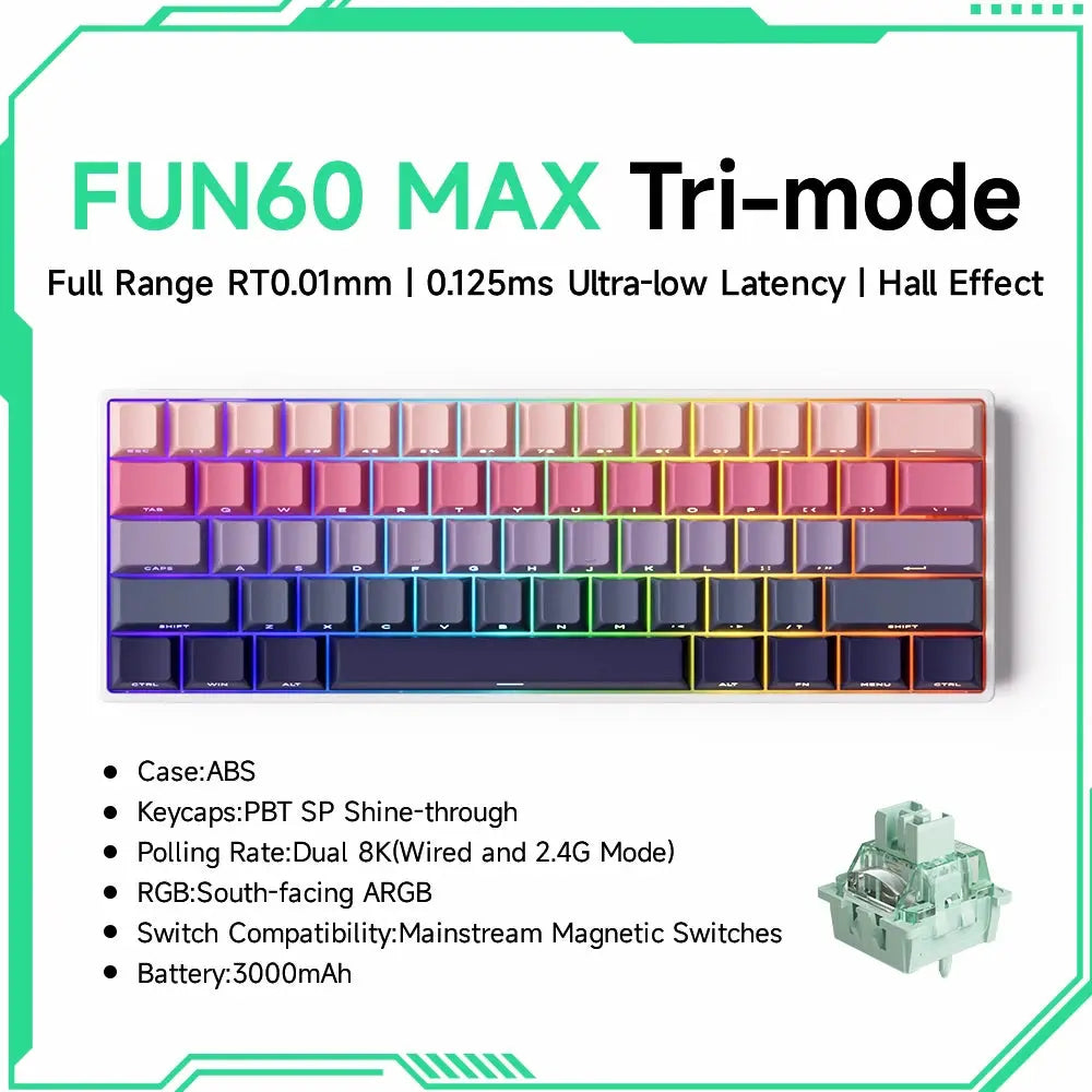 Akko MonsGeek FUN60 PRO&MAX HE Machanical Keyboard Magnetic Switch 60% Esports Gaming Keyboard Rapid Trigger 8K Custom Keyboard Deals 4 U  Gaming Accessories Deals 4 U