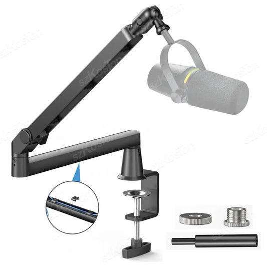 Professional Studio Low Profile Mic Arm with Extended Riser Cable Management Adjustable Microphone Stand for SM7B MV7 AM8 K688 Deals 4 U  Streaming Equipment Deals 4 U