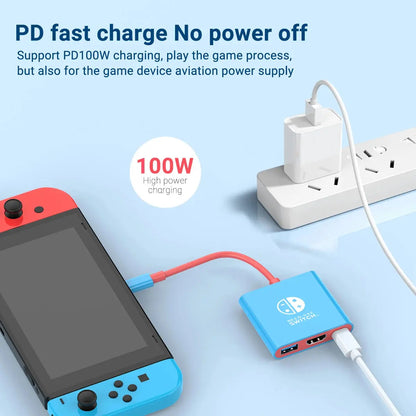 3 In 1 USB C HUB Type C to HDMI 4K with PD 100W Fast Charging USB 3.0 Docking Station for Switch MacBook Laptop Computer Phone Deals 4 U  Console Accessories Deals 4 U