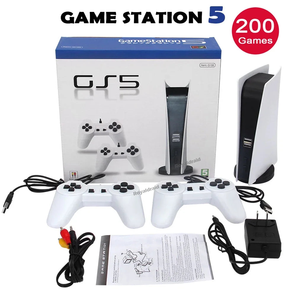 GS5 Game Station 5 Video Game Console With 200 Classic Games 8 Bit TV Console Retro USB Wired Handheld Two Game Player AV Output Deals 4 U  Gaming Accessories Deals 4 U