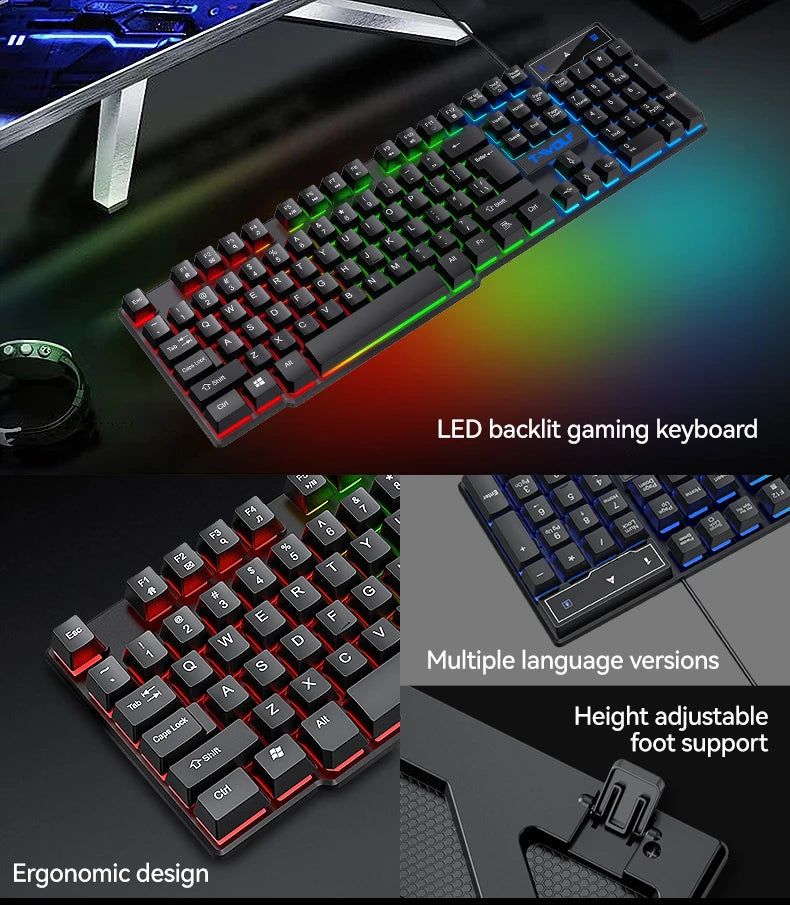 5-in-1 Set Gaming Combo Keyboard 4-color Breathing Light Mouse 3.5mm Gaming Headset Gaming Speaker Anti-slip Mouse Pad NEW HOT Deals 4 U   Deals 4 U