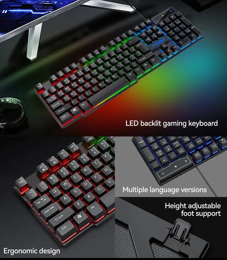 5-in-1 Set Gaming Combo Keyboard 4-color Breathing Light Mouse 3.5mm Gaming Headset Gaming Speaker Anti-slip Mouse Pad NEW HOT Deals 4 U  Gaming Accessories Deals 4 U