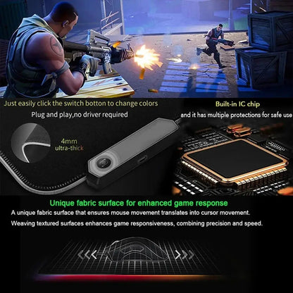 ROG ASUS Mouse Pad RGB Gamer Desk Mat Led Back Light Mousepad Setup Gaming Accessories Deskmat Big Colorful Mousepepad Backlight