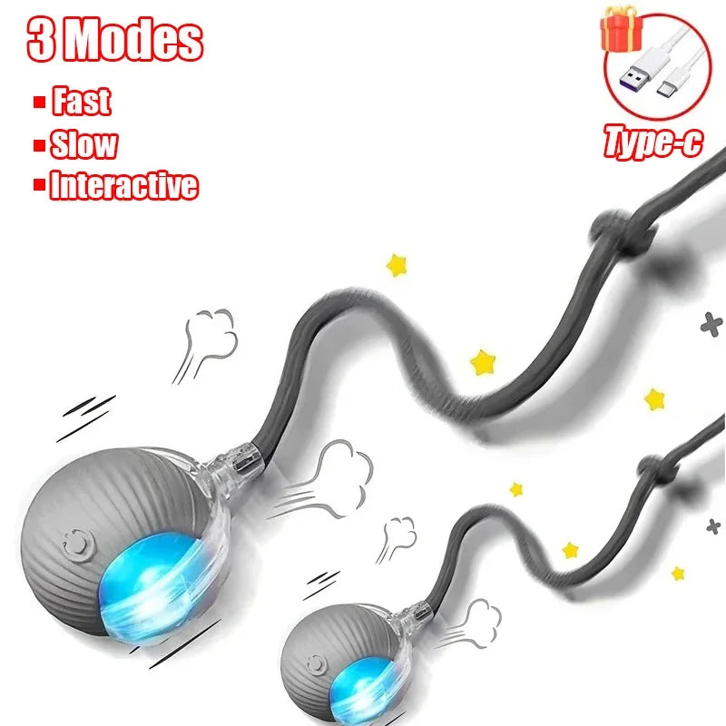 1~3pcs Cat Interactive Ball Toy Automatic Rolling Ball Tail Rechargeable Smart Pet Electric Toy Dog Cat Training Imitate Mouse Deals 4 U   Deals 4 U