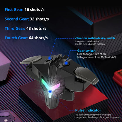 1/2pcs RGB/Mechanical 4 Finger Mobile Gaming Trigger for PUBG Game Controller Gamepad Aim Trigger Button for Smart Phone