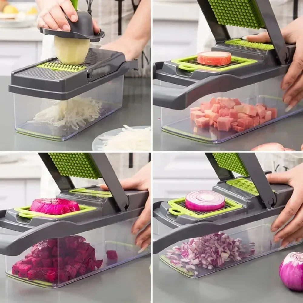 Multifunctional Vegetable Chopper Handle Food Grate Food Chopper Vegetable Slicer Dicer Cut 14/16 in 1 Kitchen Items Cocina Deals 4 U   Deals 4 U