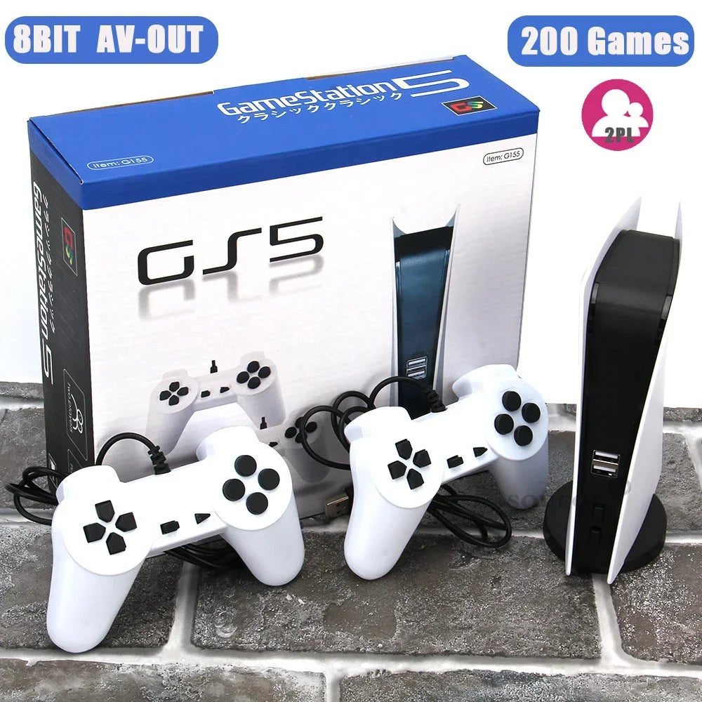 GS5 Game Station 5 Video Game Console With 200 Classic Games 8 Bit TV Console Retro USB Wired Handheld Two Game Player AV Output Deals 4 U  Gaming Accessories Deals 4 U