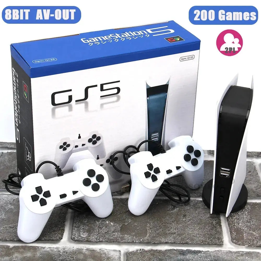 GS5 Game Station 5 Video Game Console With 200 Classic Games 8 Bit TV Console Retro USB Wired Handheld Two Game Player AV Output Deals 4 U  Gaming Accessories Deals 4 U