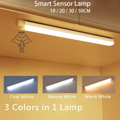 Motion Sensor Wireless LED Night Light USB Rechargeable Long Strip Bar Lamp for Kitchen Cabinet Wardrobe Bedside Staircase Tube Deals 4 U   Deals 4 U