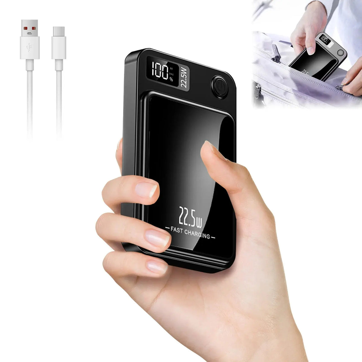 Wireless Power Bank 2-in-1 Magnetic 10000mAh Portable Charger Fast Charging 22.5W LED Power Display For Iphone Xiaomi Samsung Deals 4 U  Mobile Gaming Deals 4 U