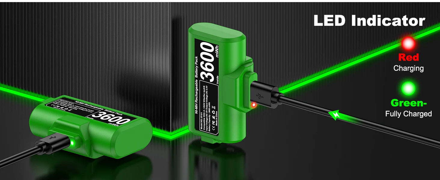 BEBONCOOL  2*4800mWh Rechargeable Battery For Xbox One Controller  Battery For Xbox Series X/S Gamepad Charger With Type-C Cable Deals 4 U   Deals 4 U