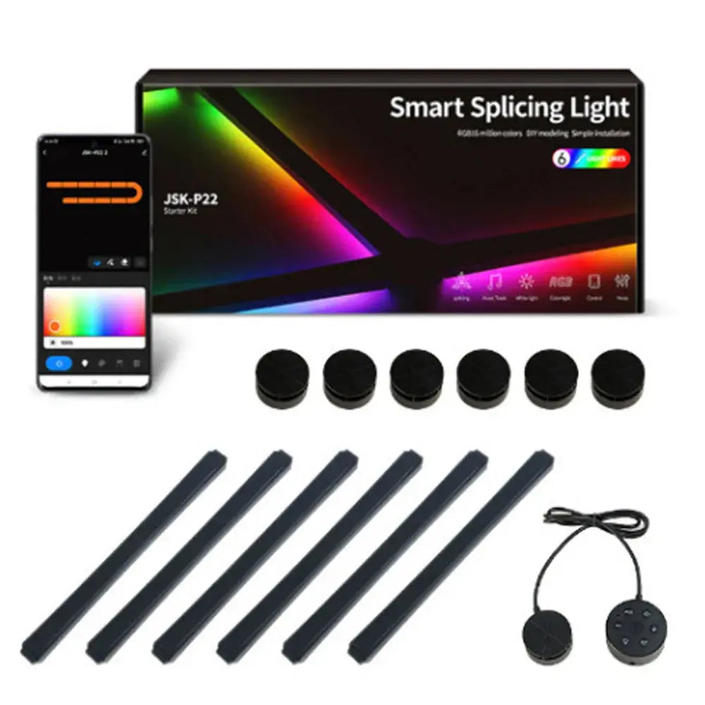 Splicing Light DIY Atmosphere Light RGB Smart Wall Light Voice Control Lamp for Esports Room Bedroom Bar Decoration Night Light Deals 4 U  RGB Hexagon Wall Lights Deals 4 U