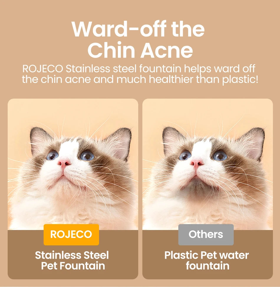 ROJECO Stainless Steel Pet Drinking Fountain Automatic Cat Water Fountain Smart Pet Water Dispenser for Dog Cat Drinking Supply Deals 4 U   Deals 4 U