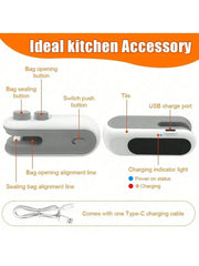 1pc Mini Food Sealer Machine, Portable Household Plastic Bag Sealing Device, Moisture-Proof & Fresh-Keeping Deals 4 U   Deals 4 U