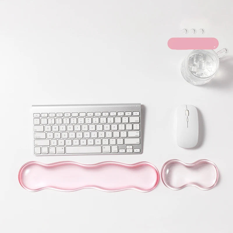 Ergonomic Silicone Gel Keyboard and Mouse Wrist Rest Set Clear Wrist Rest for Keyboard 60%/68%/75%