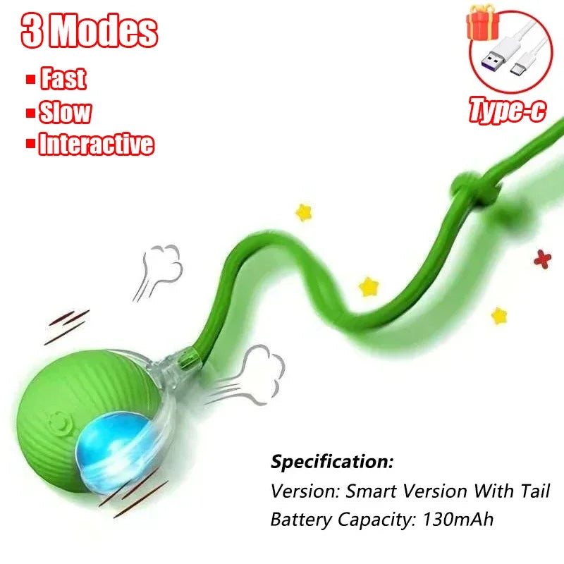 1~3pcs Cat Interactive Ball Toy Automatic Rolling Ball Tail Rechargeable Smart Pet Electric Toy Dog Cat Training Imitate Mouse Deals 4 U   Deals 4 U
