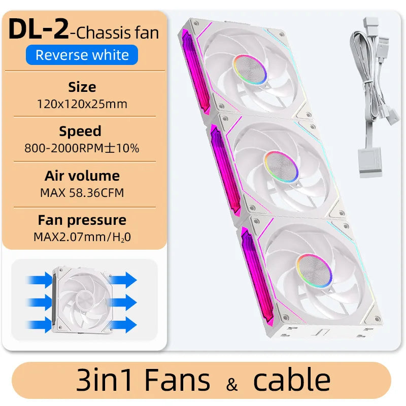 Coolcirc DL-2 120mm ARGB Cooling Fan Modular Wireless Stackable Splicing 800-2000RPM PWM Silent for Gaming PC Case Water Cooler