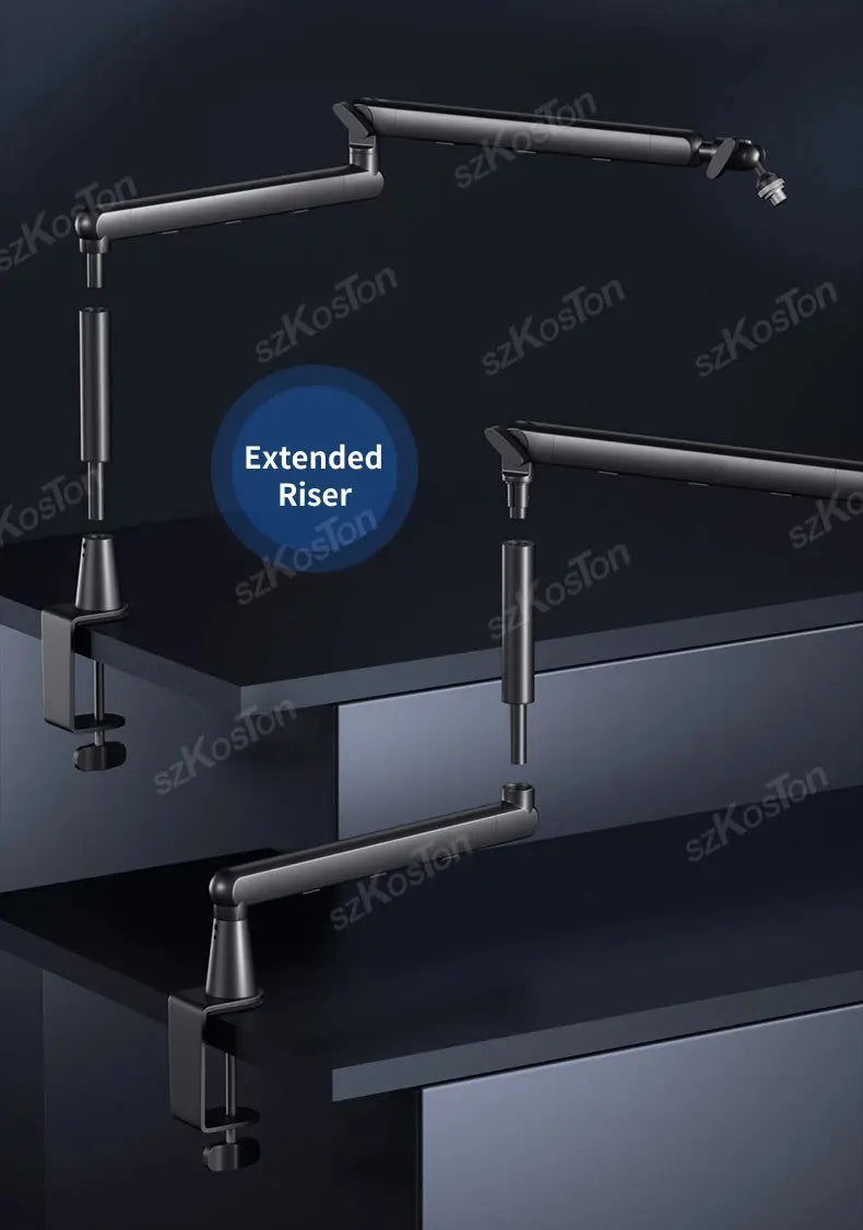 Professional Studio Low Profile Mic Arm with Extended Riser Cable Management Adjustable Microphone Stand for SM7B MV7 AM8 K688 Deals 4 U  Streaming Equipment Deals 4 U