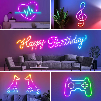 Bluetooth RGB Neon LED Strip 1-10m DC5V USB IP65 Waterproof Flexible Tape with App/Remote Control Music Sync for Home Decor Deals 4 U  RGB Hexagon Wall Lights Deals 4 U