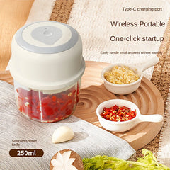 250ML Electric Garlic Chopper Mini Portable Vegetable Chopper, Wireless Food Processor Garlic Mincer for Onion Ginger Chili Deals 4 U   Deals 4 U