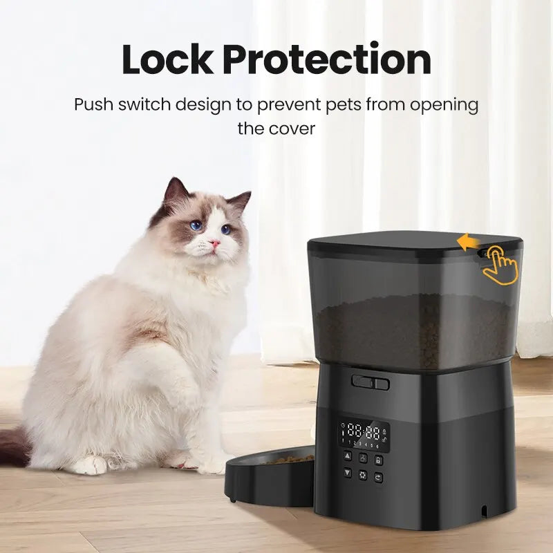 ROJECO Automatic Pet Feeder Button Version Auto Cat Food Dispenser Accessories Smart Control Pet Feeder For Cats Dog Dry Food Deals 4 U  Automatic Pet Feeder Deals 4 U