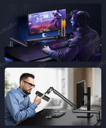 Professional Studio Low Profile Mic Arm with Extended Riser Cable Management Adjustable Microphone Stand for SM7B MV7 AM8 K688 Deals 4 U  Streaming Equipment Deals 4 U