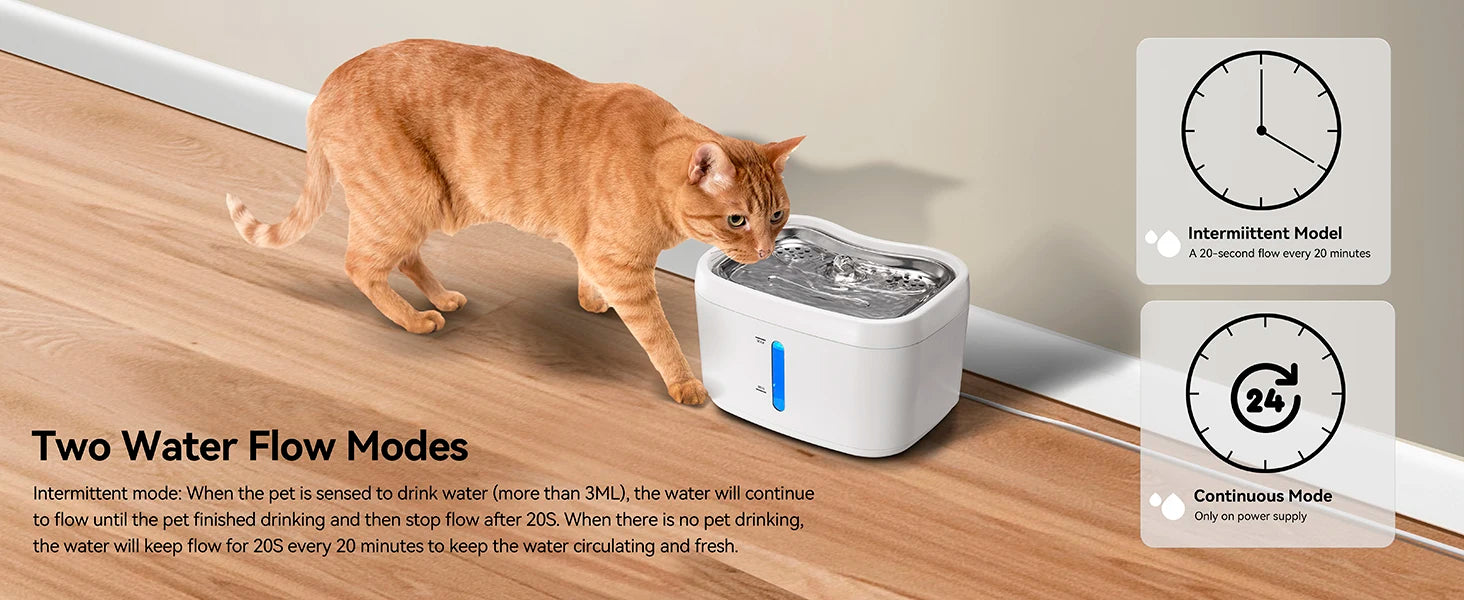 Cat Water Fountain with APP Wireless Connected 84oz/2.5L Automatic Pet Water Fountain with Stainless Steel Tray Weight Sensor Deals 4 U   Deals 4 U