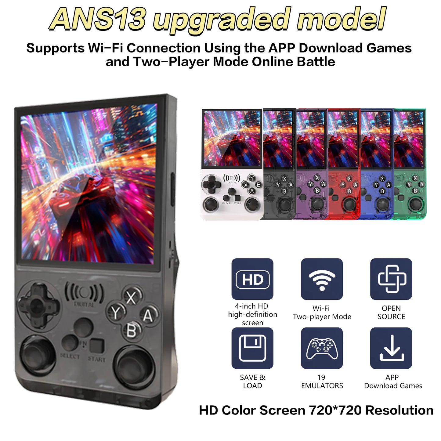 GAMINJA Retro Handheld Video Game Console WiFi 0‑lag Global Online Battle Download Games Via Official APP Retro Video Game Player Gift
