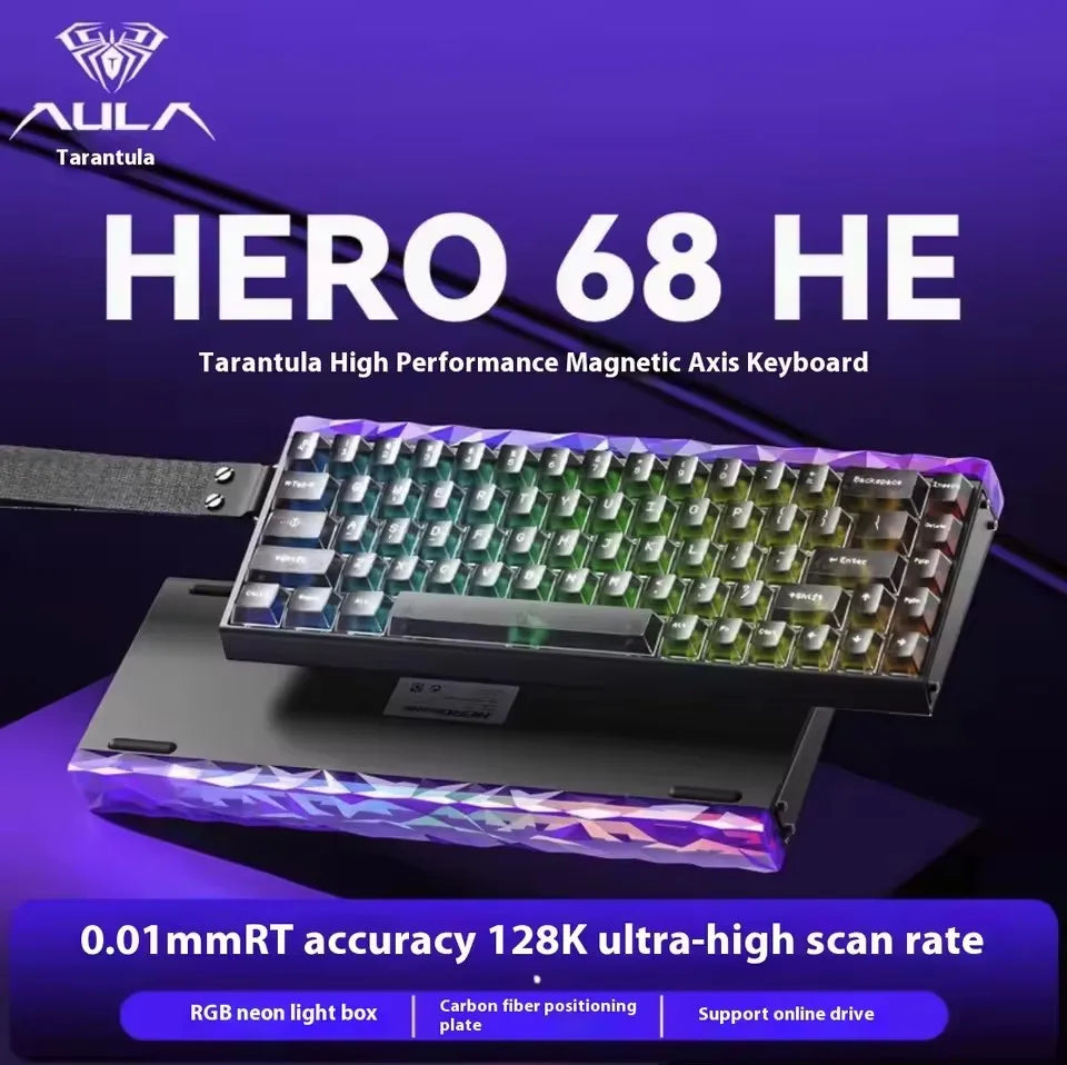 AULA HERO 68HE Magnetic Switch Gaming Keyboard RT0.01 E-sports Customize RGB Wired Mechanical Keyboard Ergonomics Accessories