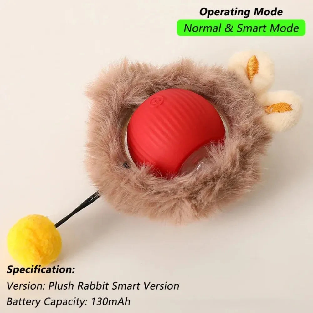 New Cat Interactive Ball Toy Automatic Rolling Ball Faux Tail Rechargeable Smart Pet Electric Toy Dog Cat Training Imitate Mouse Deals 4 U  Smart Pet Toy Deals 4 U