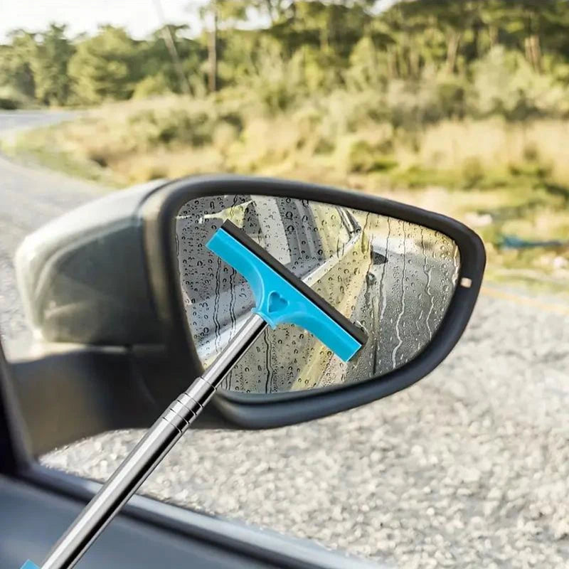 Car Rearview Mirror Wiper Telescopic Handle Car Rearview Mirror Wiper Durable Stainless Auto Glass Cleaning Tools Cleaning Brush Deals 4 U   Deals 4 U