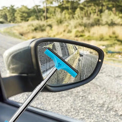 Car Rearview Mirror Wiper Telescopic Handle Car Rearview Mirror Wiper Durable Stainless Auto Glass Cleaning Tools Cleaning Brush Deals 4 U   Deals 4 U