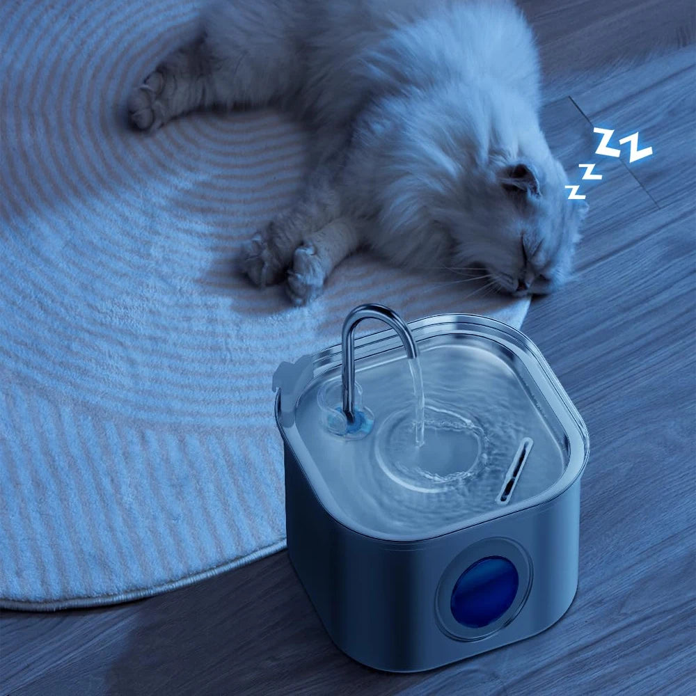 ZYFeeder 2.2L Automatic Cat Water Fountain Square Stainless Steel Pet Water Feeder Dog Water Fountain with window（No 5V 1A Plug） Deals 4 U   Deals 4 U
