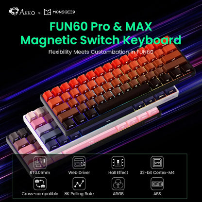 Akko MonsGeek FUN60 PRO&MAX HE Machanical Keyboard Magnetic Switch 60% Esports Gaming Keyboard Rapid Trigger 8K Custom Keyboard Deals 4 U  Gaming Accessories Deals 4 U