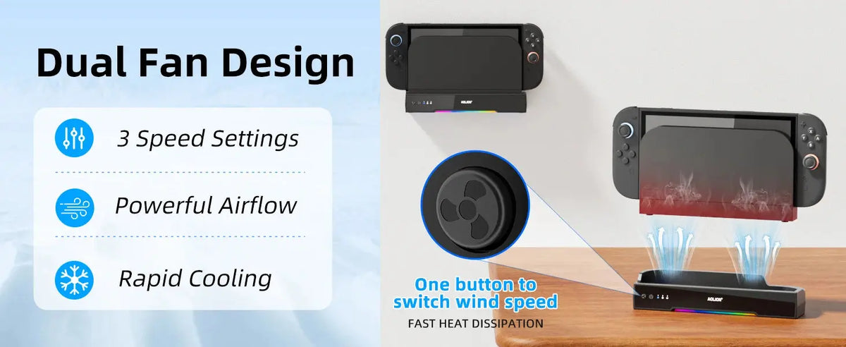 Aolion For Switch 2 Dock RGB Cooling Fan Portable HUB Expansion base Wall Mount With NGC For Switch 2 Accessories Deals 4 U  Console Accessories Deals 4 U