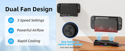 Aolion For Switch 2 Dock RGB Cooling Fan Portable HUB Expansion base Wall Mount With NGC For Switch 2 Accessories Deals 4 U  Console Accessories Deals 4 U