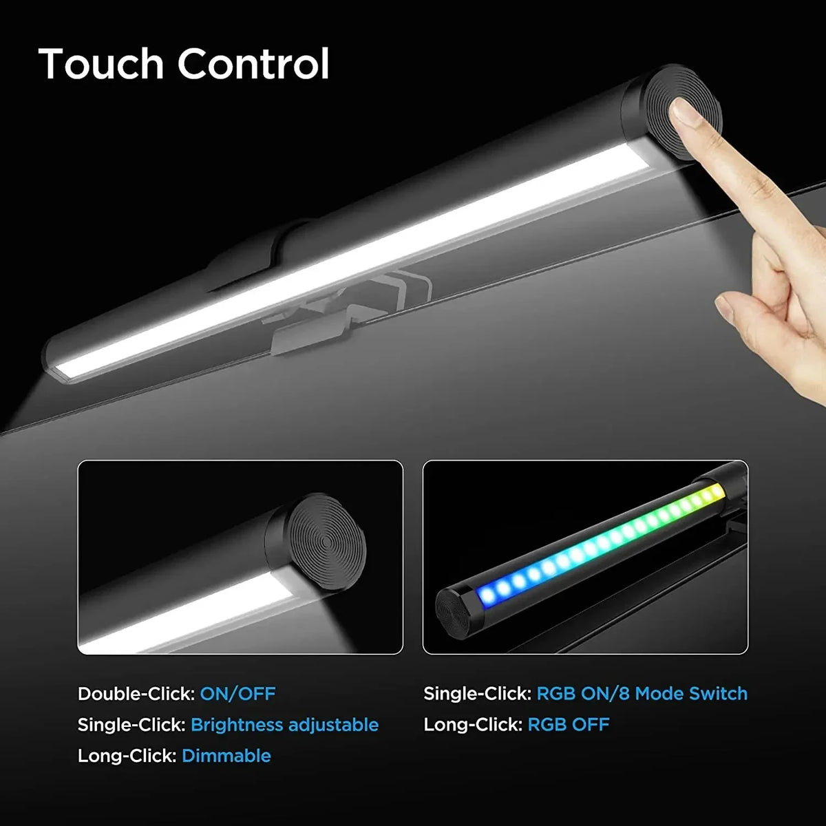 LED Desk Lamp Monitor Screen Light Bar RGB Computer Atmosphere Double sided Lights  For Work Study Read Gaming Dimming Lighting