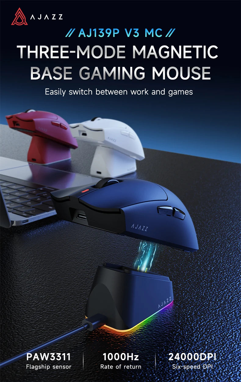 Wireless Gaming Mouse AJ139-V2/AJ139P-V3-MC with 12000DPI Max AJ139P MAX with 32000DPI Magnetic Charging Base  Gaming Mouse