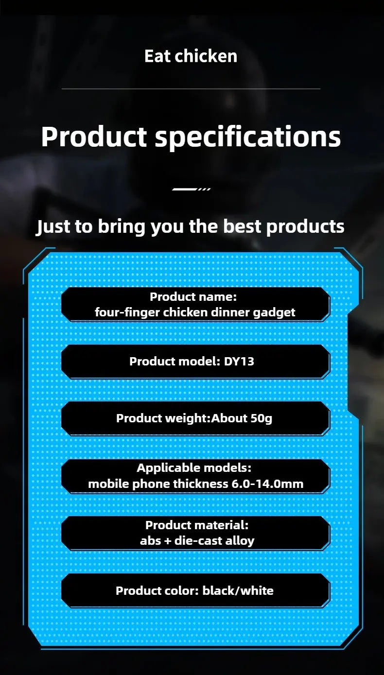 DY13 4 Fingers Chicken Eating Artifact Mobile Phone Physics Mechanical Button Game Trigger Controller for IPhone Android Gamepad Deals 4 U  Mobile Gaming Deals 4 U