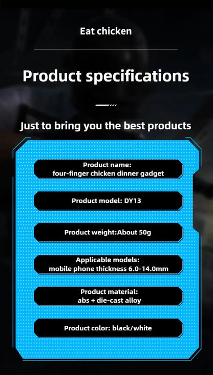 DY13 4 Fingers Chicken Eating Artifact Mobile Phone Physics Mechanical Button Game Trigger Controller for IPhone Android Gamepad Deals 4 U  Mobile Gaming Deals 4 U