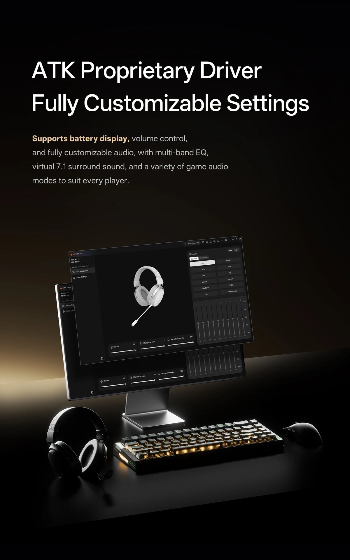 ATK N9 2.4GHz Wireless Gaming Headset with Mic for PS5 PS4 PC Mac Playstation Bluetooth Gaming Headphone with Microphone