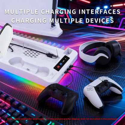 GAMINJA P58 Cooling Stand For PS5 RGB Charging Base Dual-Controller Charging Station Dual-Controller Charger For PS5 Accessories Deals 4 U  Console Accessories Deals 4 U
